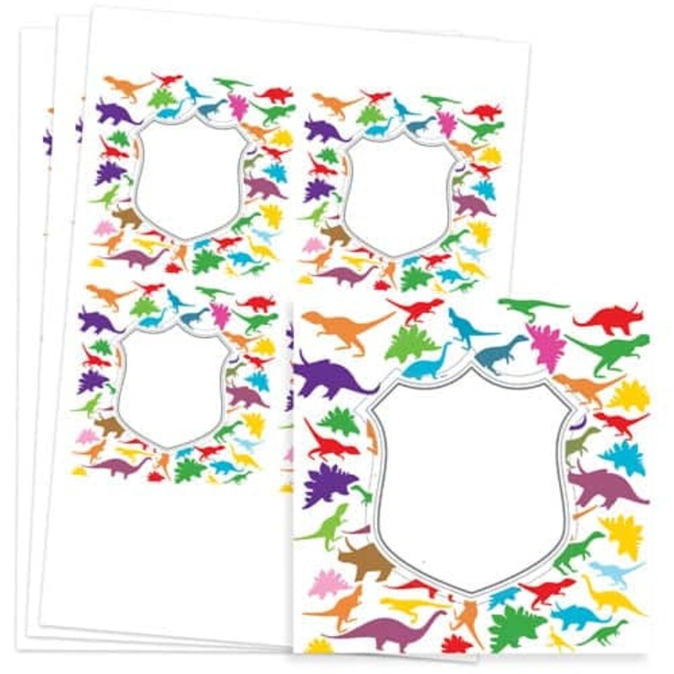 Dinosaur Design 95mm Square Sticker sheet of 4