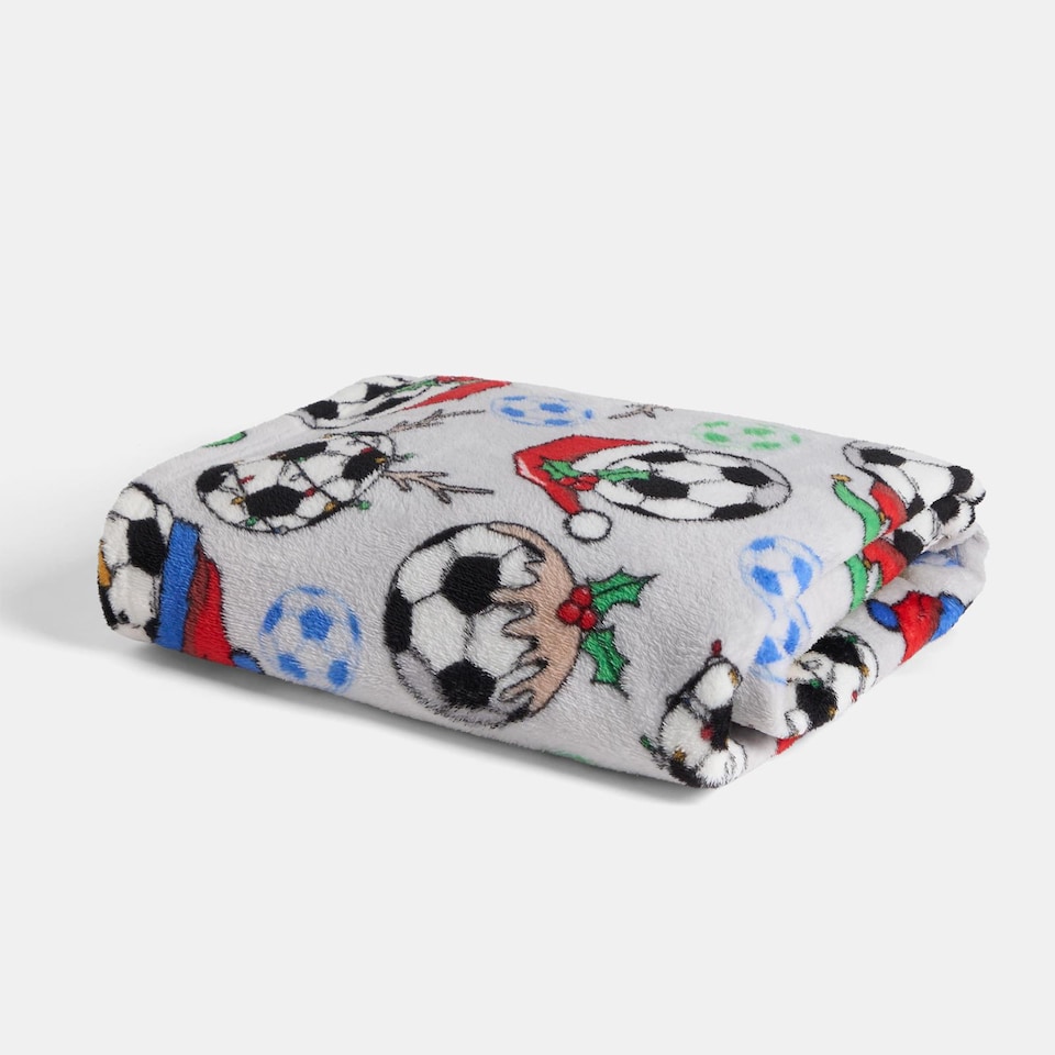 image 1 of OHS Kids Christmas Football Soft Fleece Blanket Throws