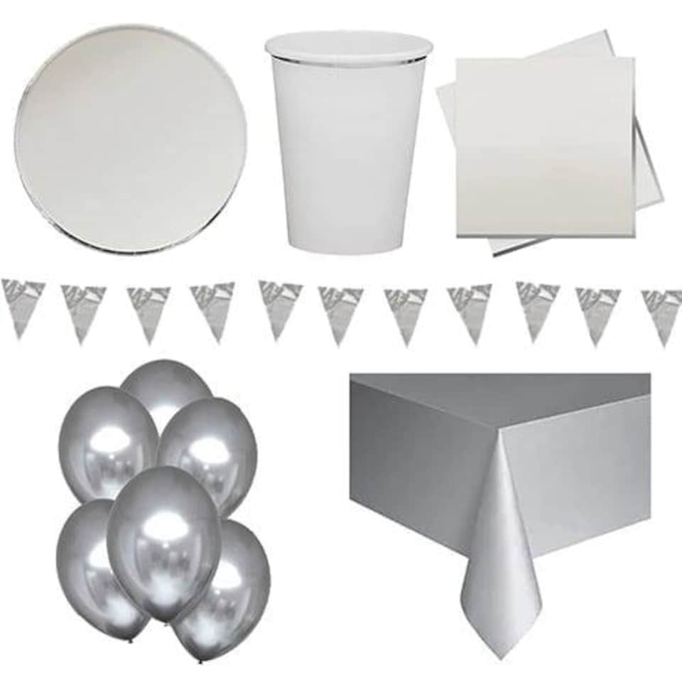 Silver & Grey Ombre 8 Person Deluxe Party Pack