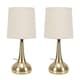 image 1 of ValueLights Teardrop Pair Gold Touch Table Lamp Cream Shade & Bulb | Cream