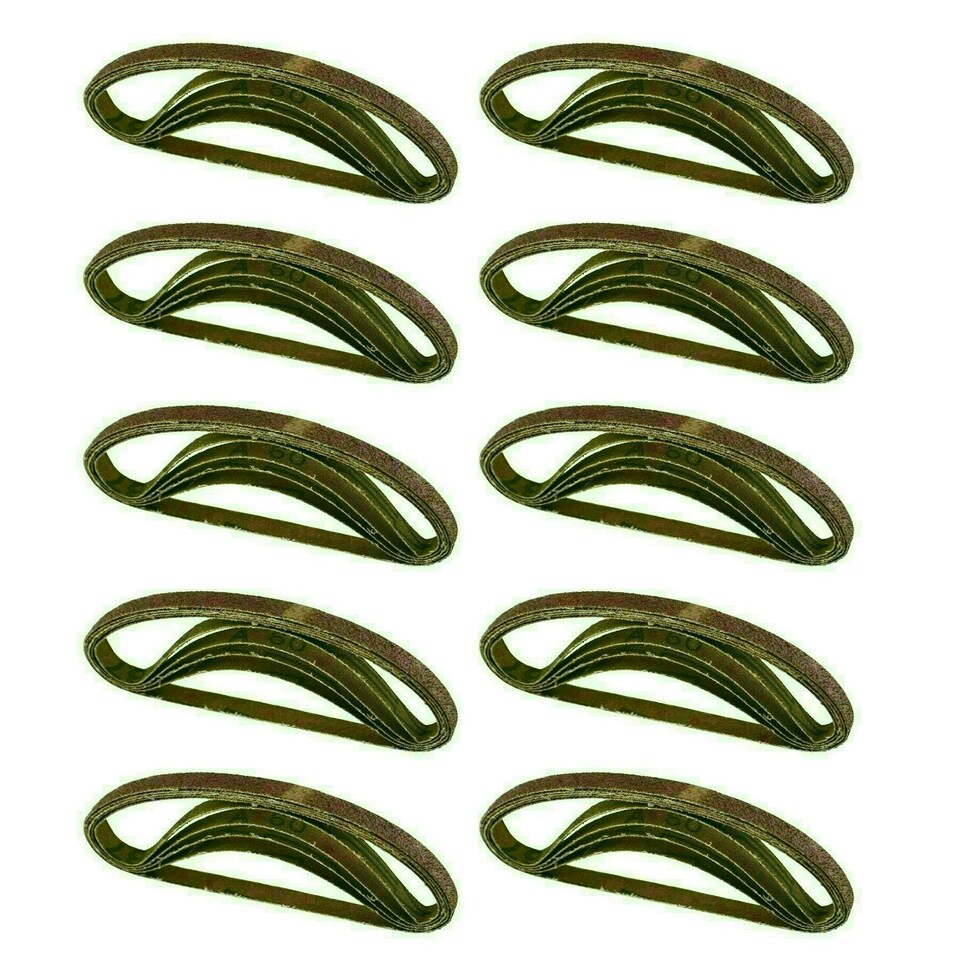 image 1 of Belt Power Finger File Sander Abrasive Sanding Belts 330mm x 10mm 60 Grit 50pk