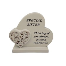 Double Hearts Floral Plaque 18x17cm - Sister  DF19150-K