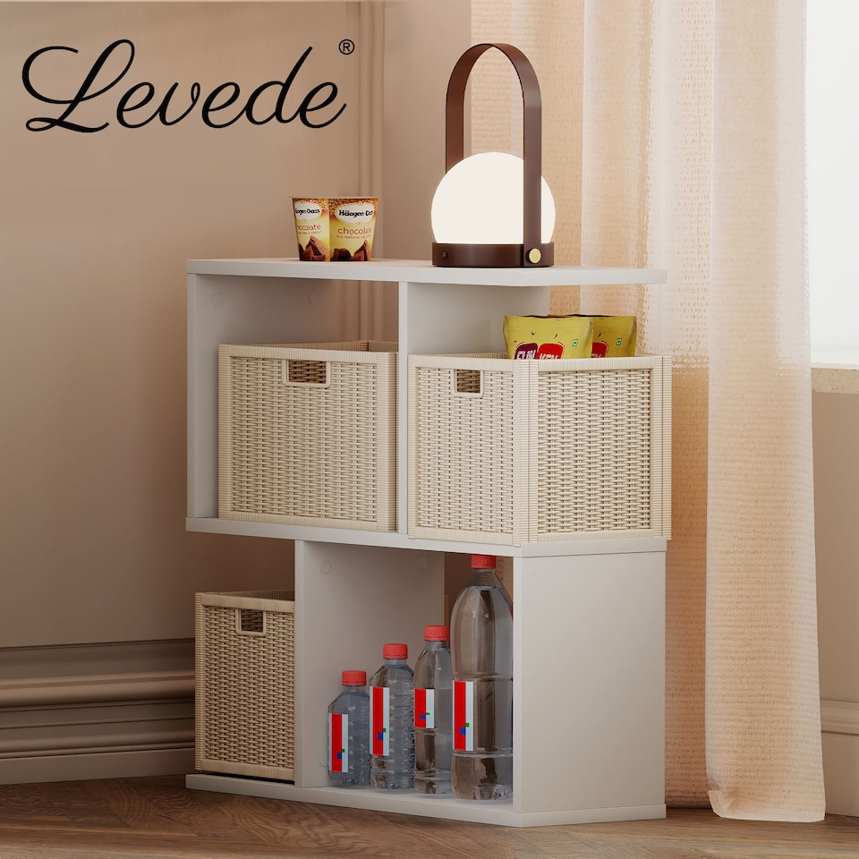 image 1 of Levede 20cm Slide Table for Living Room Sofa End Narrow Space 3 Tier Storage | White | White