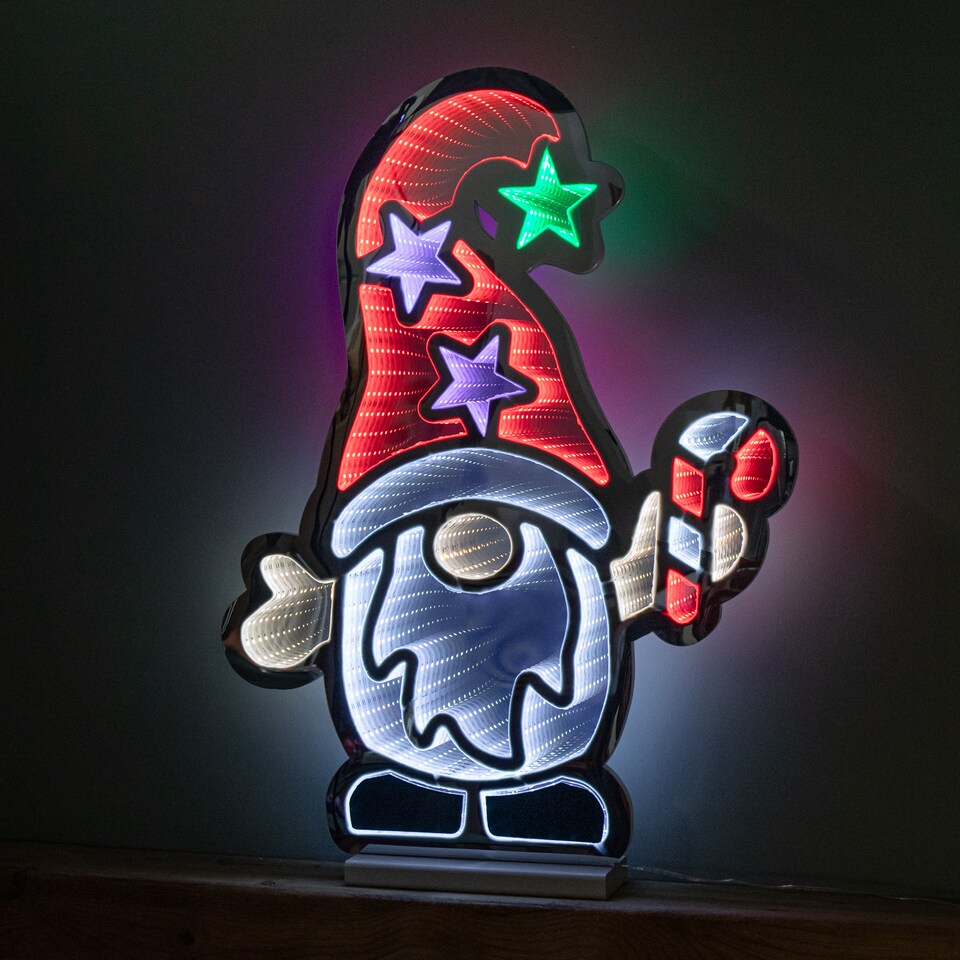 image 1 of 60cm Light up Christmas Gonk with Candy Cane Infinity Decoration with LEDs