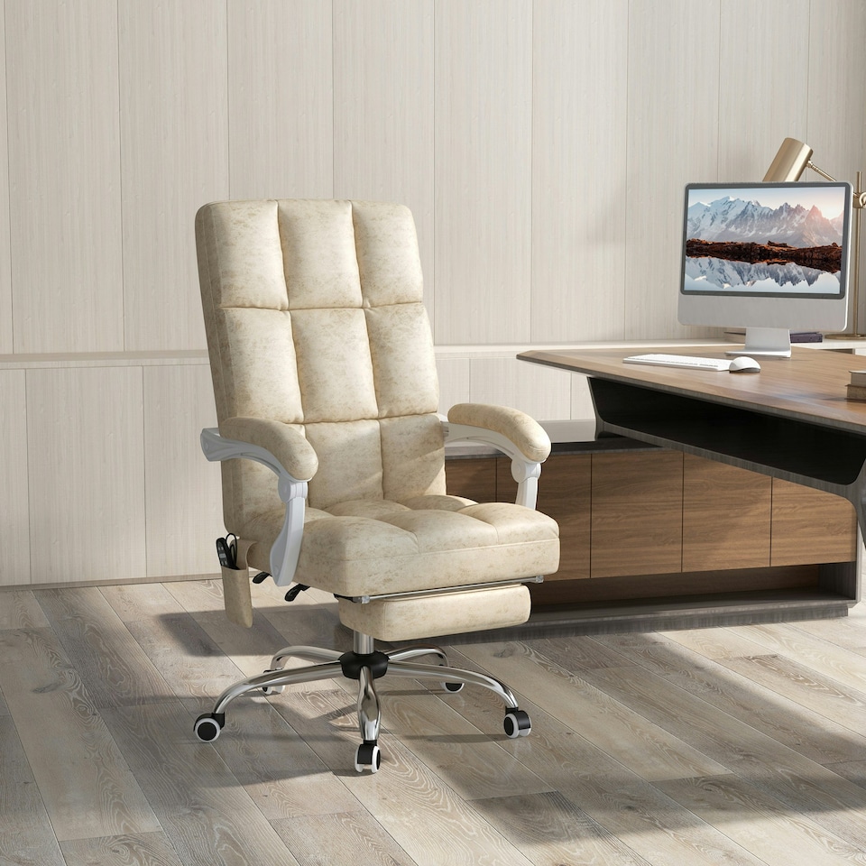 image 1 of Vinsetto Massage Office Chair with Footrest and Heat, Beige