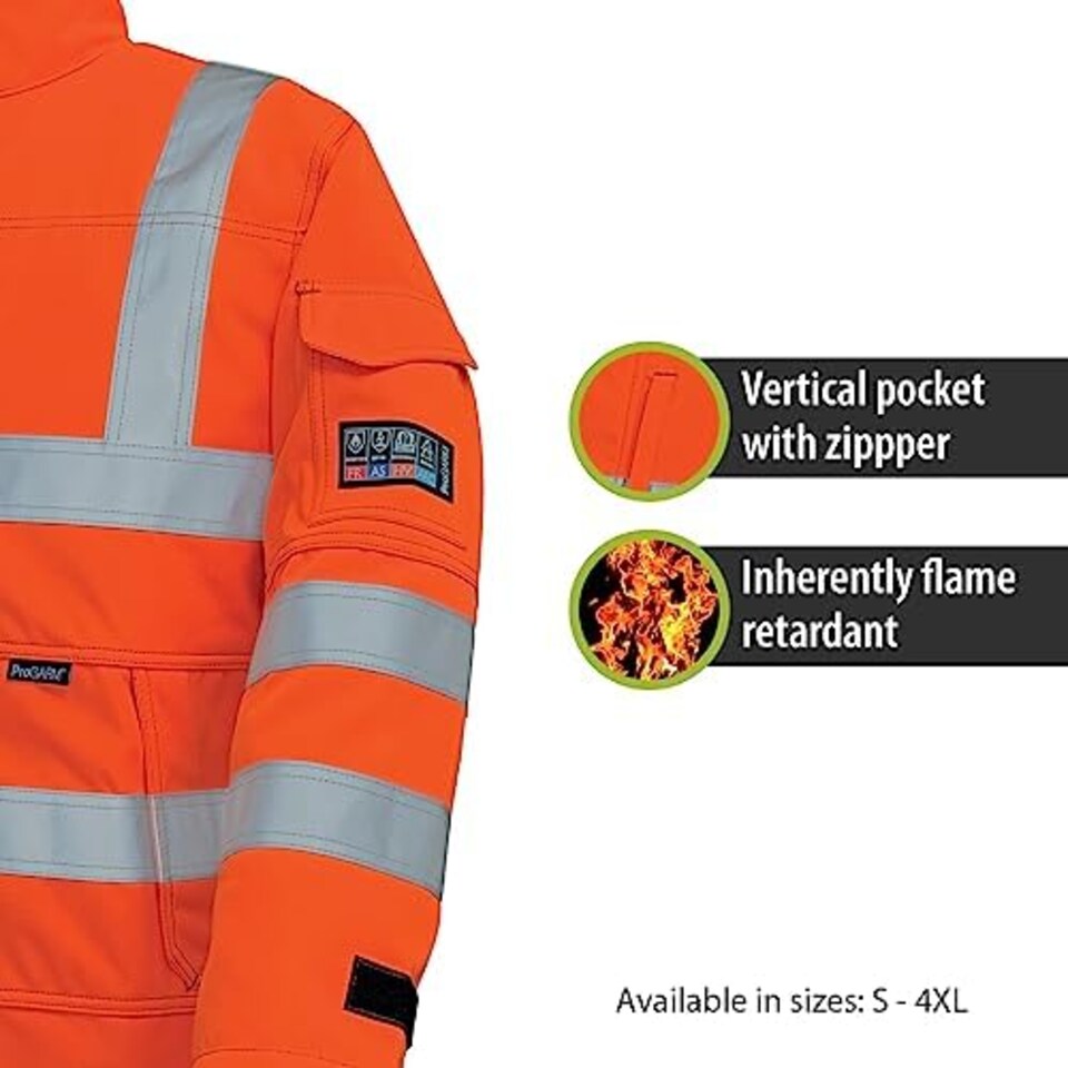 image 1 of Pegdev Men's FR Arc Flash Orange Jacket Hi-Vis Safety Wear XL