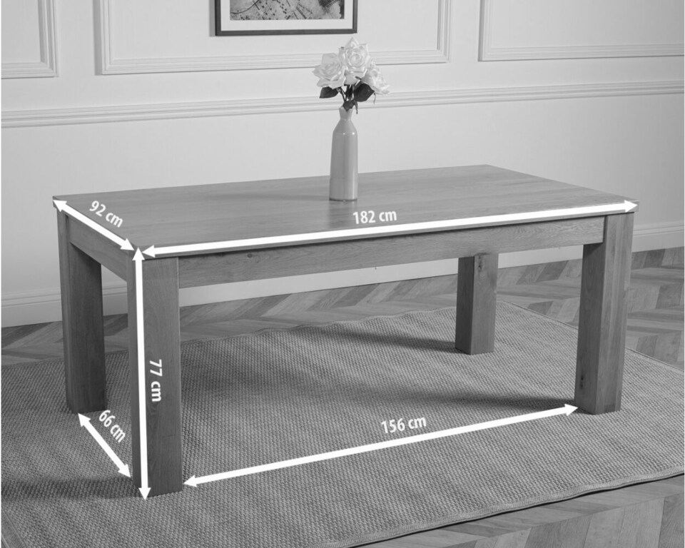 image 1 of Dakota 182 x 92cm Oak Large Dining Table and 6 Washington Fabric Chairs | Black | Black