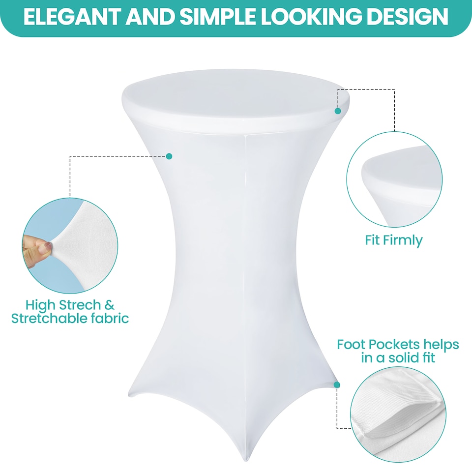 image 1 of 1pc Cocktail Spandex Tablecloth, Table Cover with Leg Pockets - 32" Round