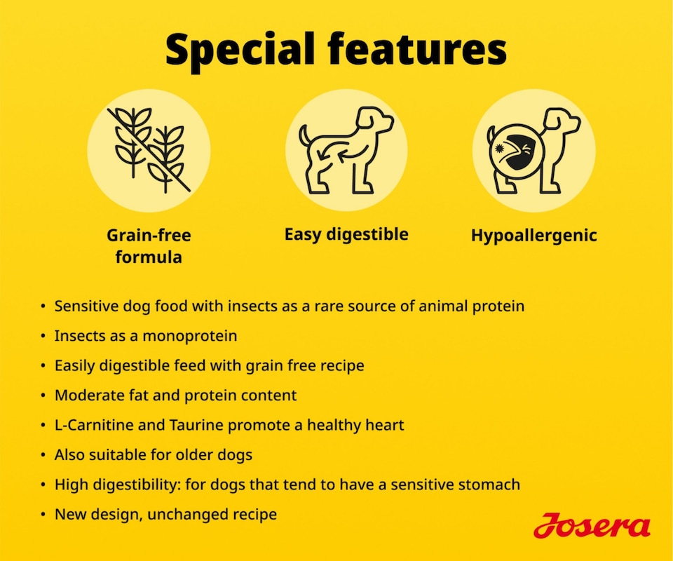 image 1 of Josera Adult Hypoallergenic complete dog food | Allergy relief | Sensitive digestion | Novel single animal protein | Grain-free | All breed sizes | 5x0.9kg