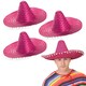 image 1 of Pink Mexican Sombrero – Fancy Dress Fiesta Hat with Pom-Pom Trim Pink | 3