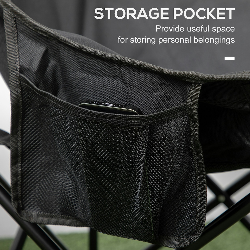 image 1 of Outsunny Folding Camping Chair with Carrying Bag and Storage Pocket, Black