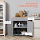 image 3 of HOMCOM Rolling Kitchen Island on Wheels, Utility Serving Cart with Rubber Wood Top, Towel Rack, Hooks and Storage Drawers, Grey