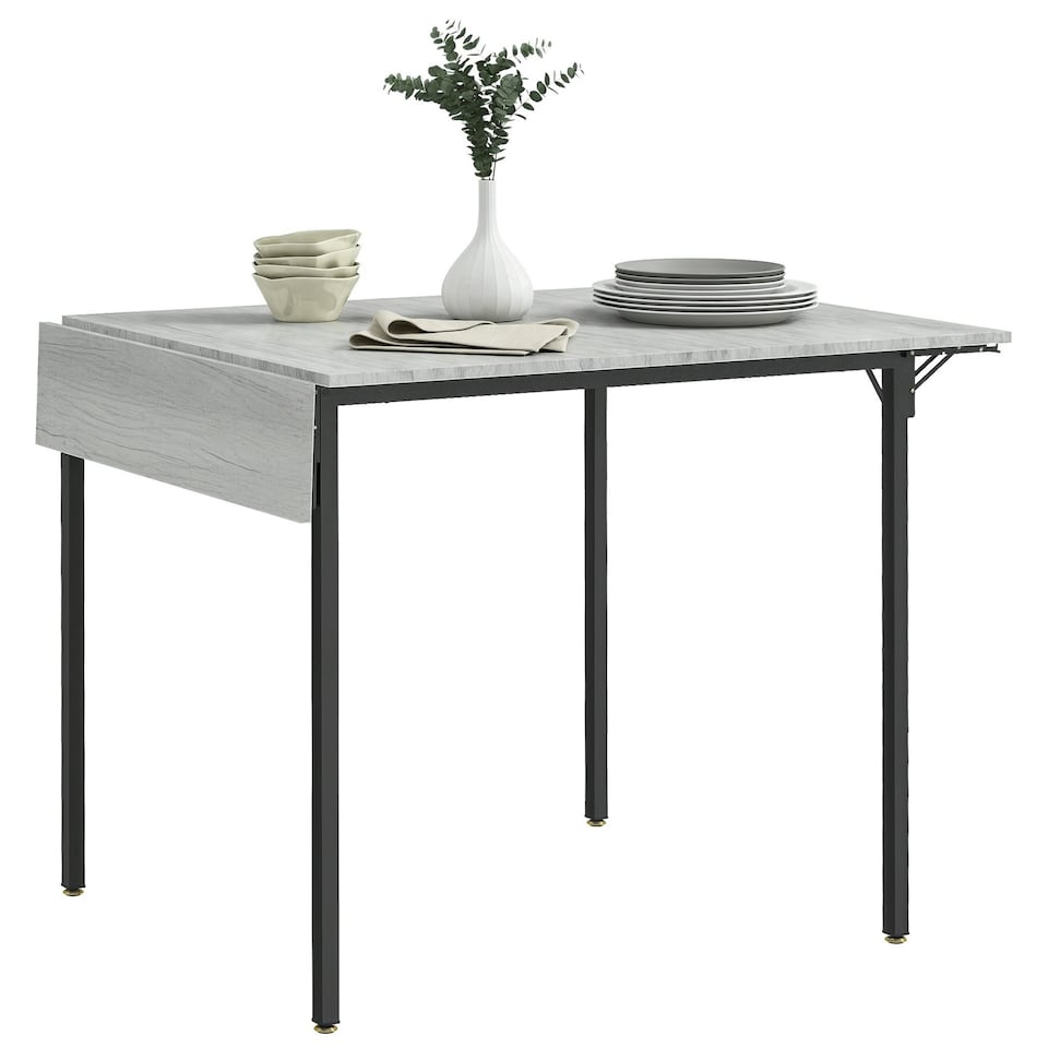 image 1 of HOMCOM Folding Dining Table, Drop Leaf Table for 2-4 People, Grey