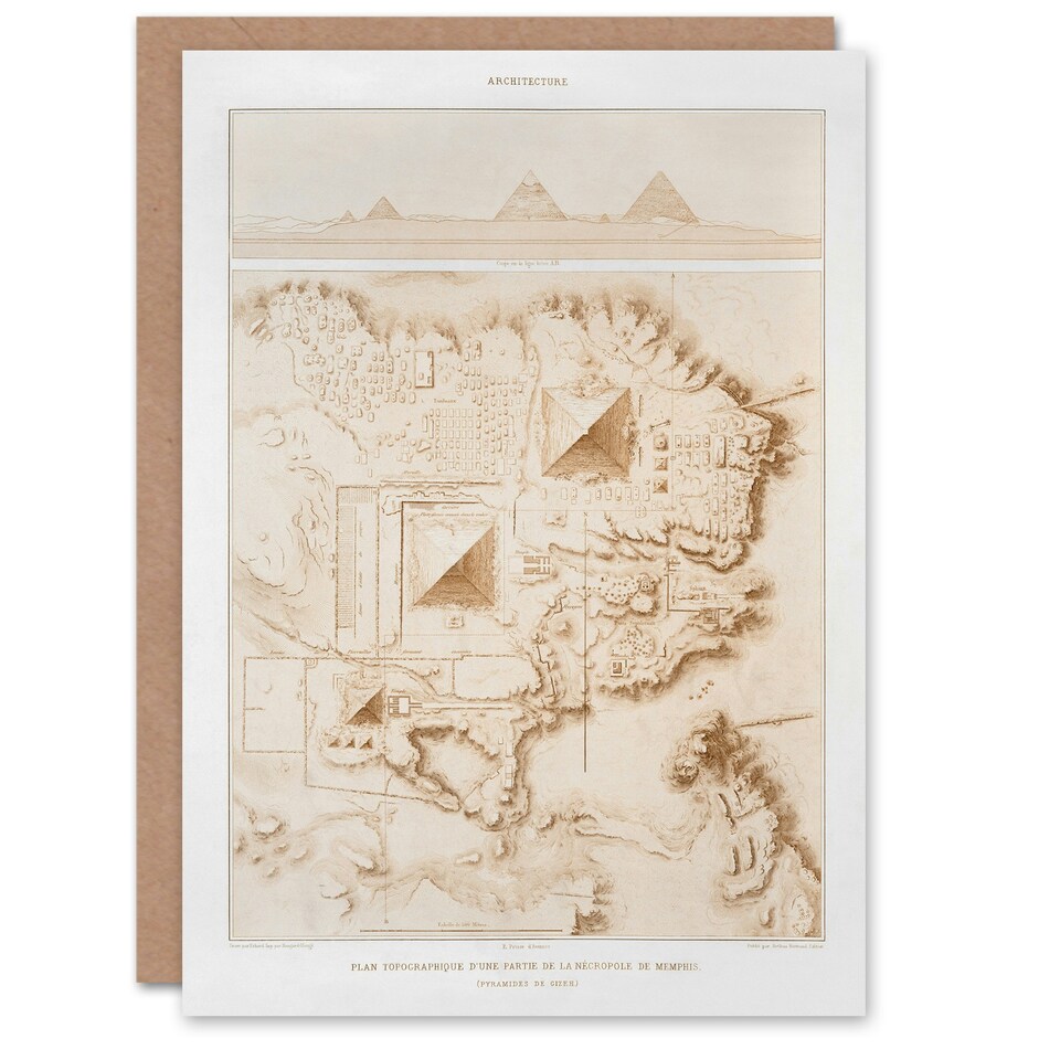 image 1 of Prisse d'Avennes Art Card Giza Pyramids French Topographic Map