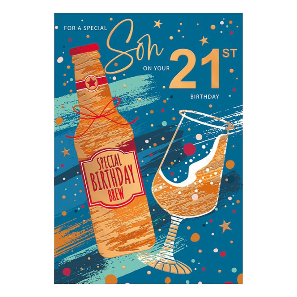 Words 'n' Wishes Birthday Card, Age 21 Son, 21st Son Card, 23.5 x 16.5 cms, Multi-Coloured