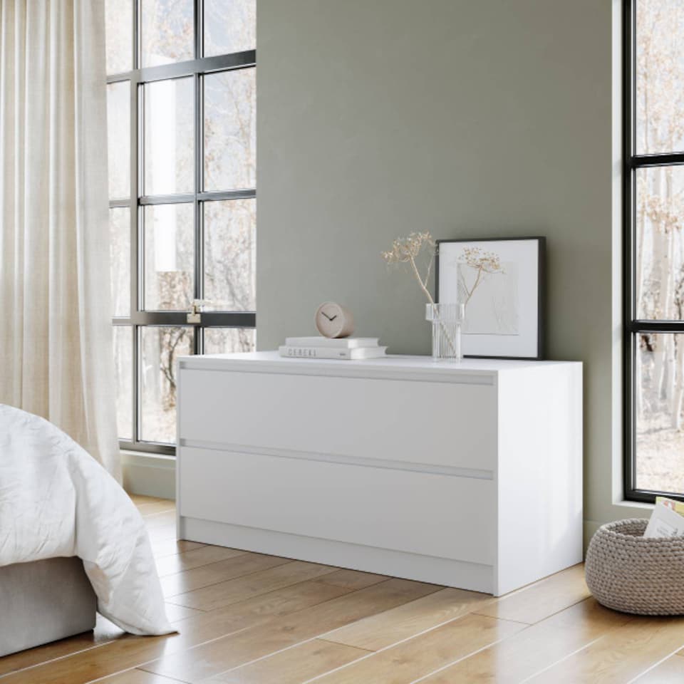 image 1 of URBNLIVING 4 Drawer Wide Chest Of Drawers Bedroom Storage Unit | Multi | White Carcass + White Drawers