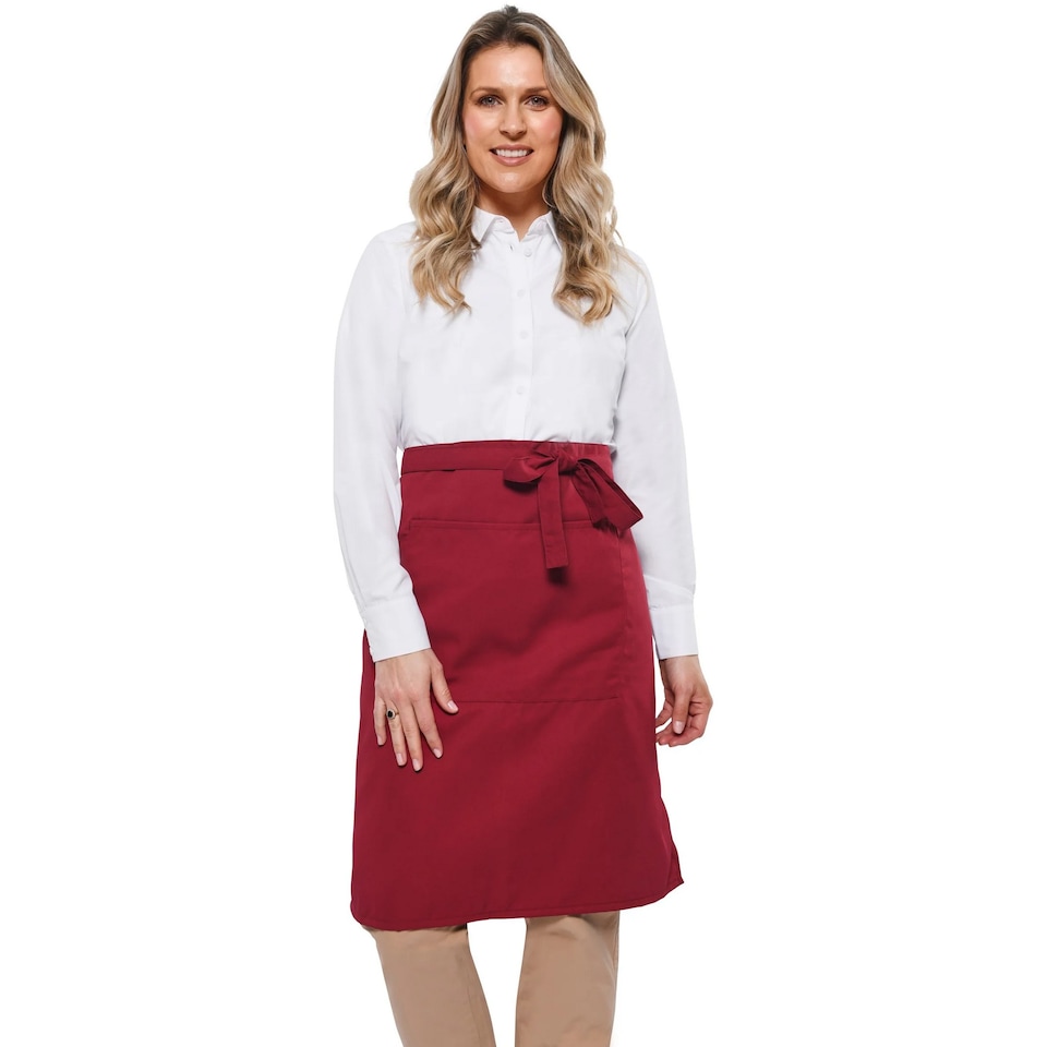 Dennys Unisex Adult Polyester Pocket Waist Apron | Red | Claret Red | One Size | 1