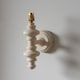 image 5 of Carnaby Satin Almond White Paint Wall Light with Neutral Print Fabric Ikat Shade 20cm B22