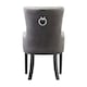 image 5 of Set of 2 Velvet Dining Chairs with Armrest, Ergonomic Scoop Knockerback & Button Tufted Wood Legs | Grey | Dark Grey