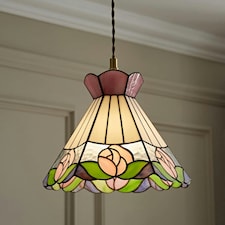 ValueLights Evelyn Tiffany Rose Glass Ceiling Pendant Lamp Shade Multi