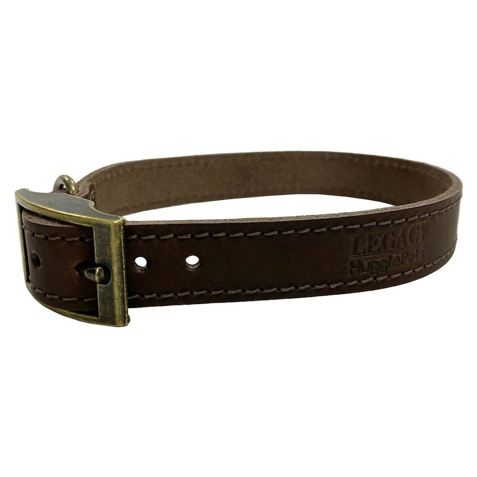image 1 of HugglePets Legacy Leather Dog Collar - Chocolate Brown | M