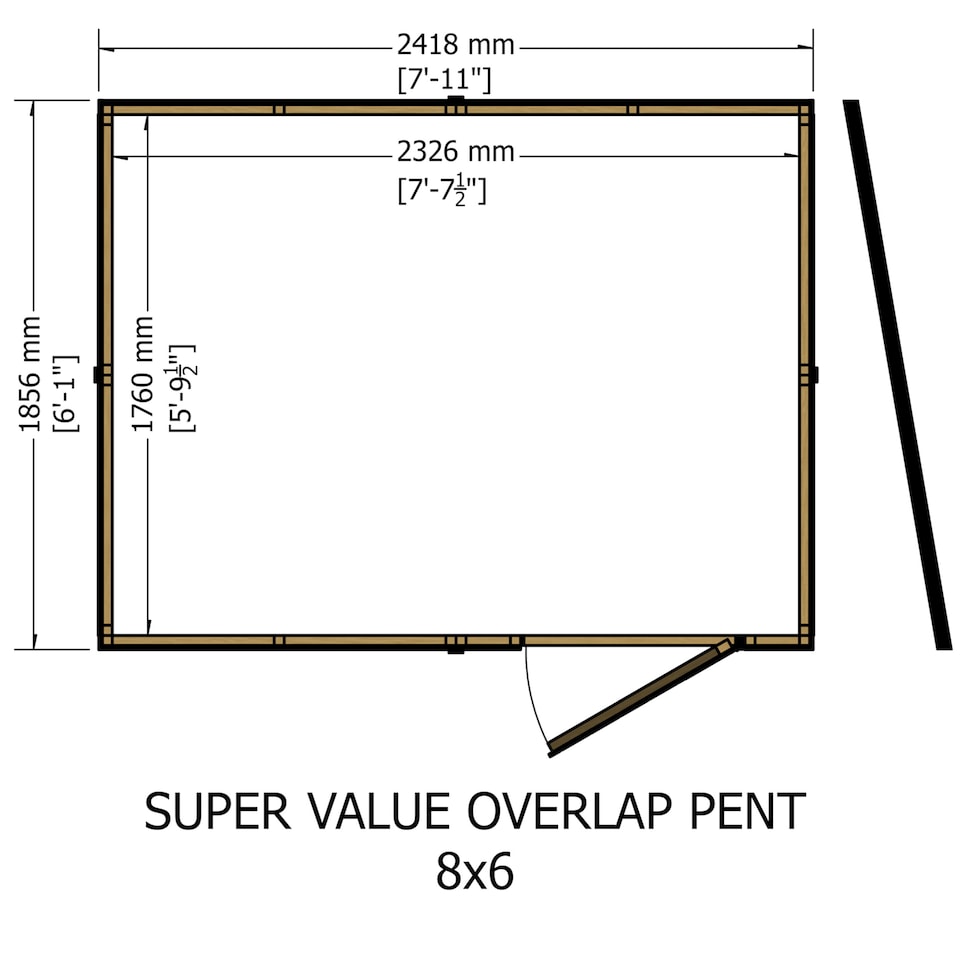 image 1 of Super Value Overlap Pent Shed 8x6 SD