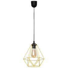 Karo Wire Frame Pendant Ceiling Light Black, Yellow 24cm