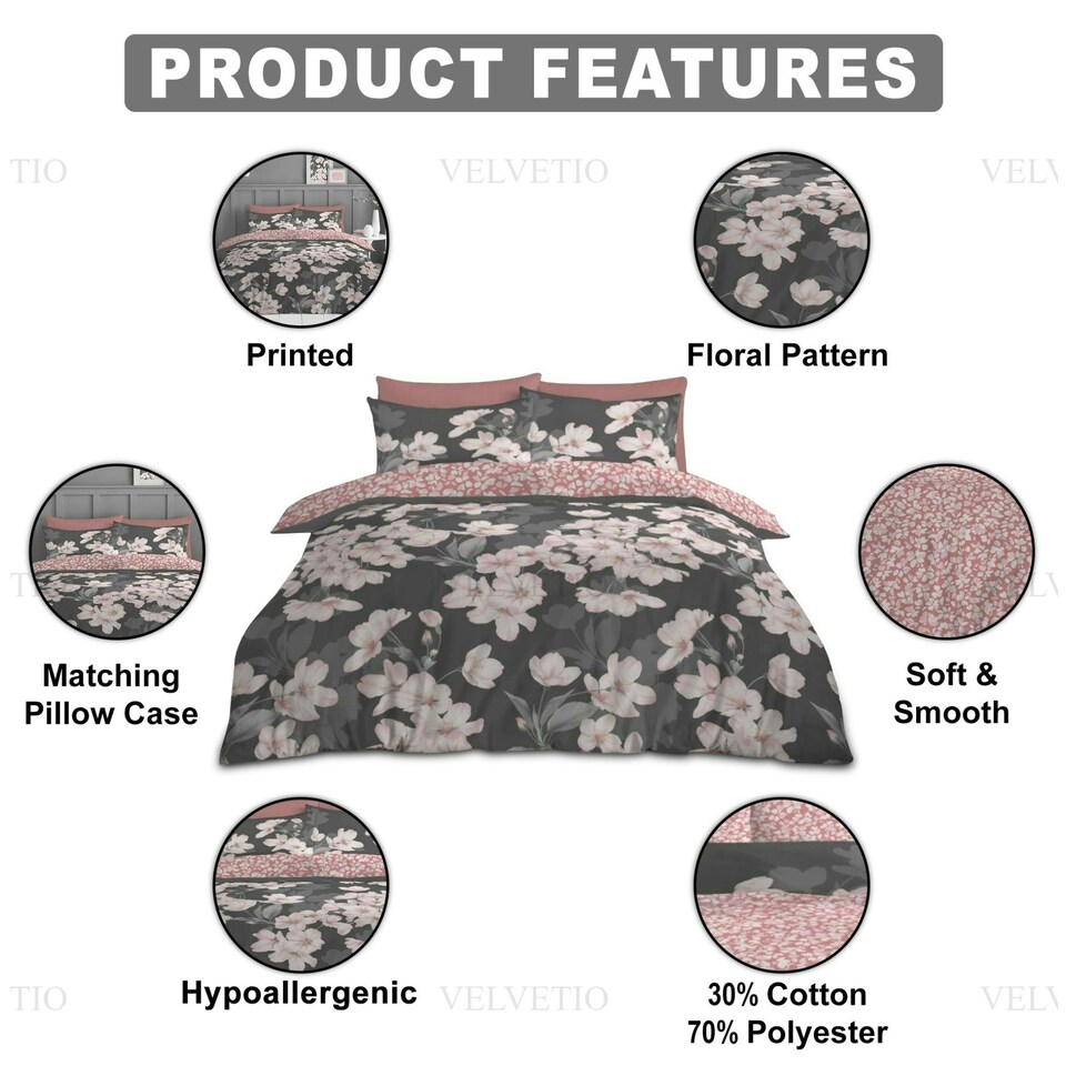 image 1 of VELVETIO Ezekiel Complete Duvet Cover Set with Fitted Sheet Printed Bedding Quilt Multi | King