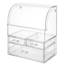 ilus Makeup Storage Organiser Acrylic Cosmetics Organizer Beauty Transparent | Silver | Silver