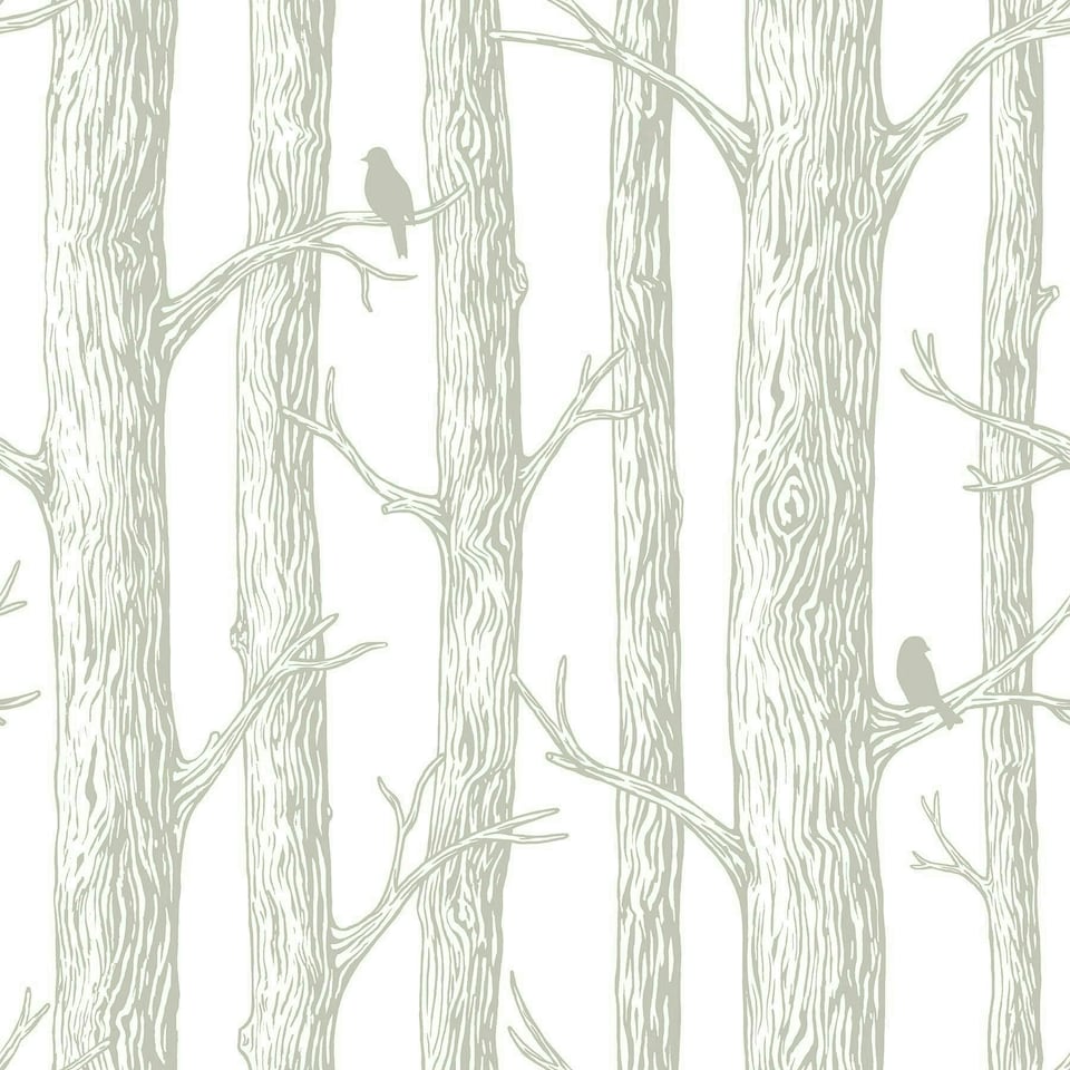 image 1 of NuWallpaper NU2413 The Forest Peel & Stick Wallpaper, White Multi