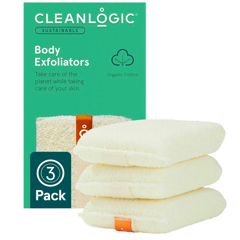 image 1 of Cleanlogic Sustainable Cotton Exfoliating Body Scrubber Contains 3 Pairs