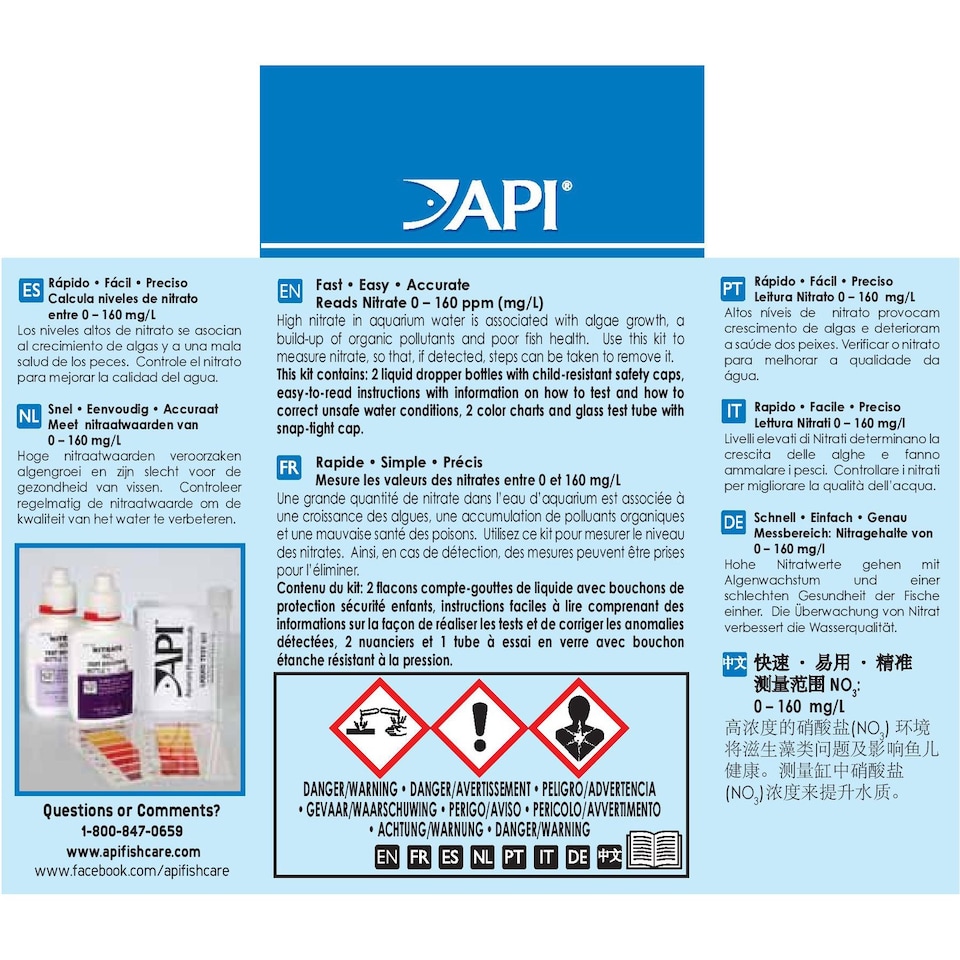 image 1 of API Nitrate Test Kit 90-Test (2-Pack) Aquarium Test Kit Aquarium Test & Water Quality Supplies