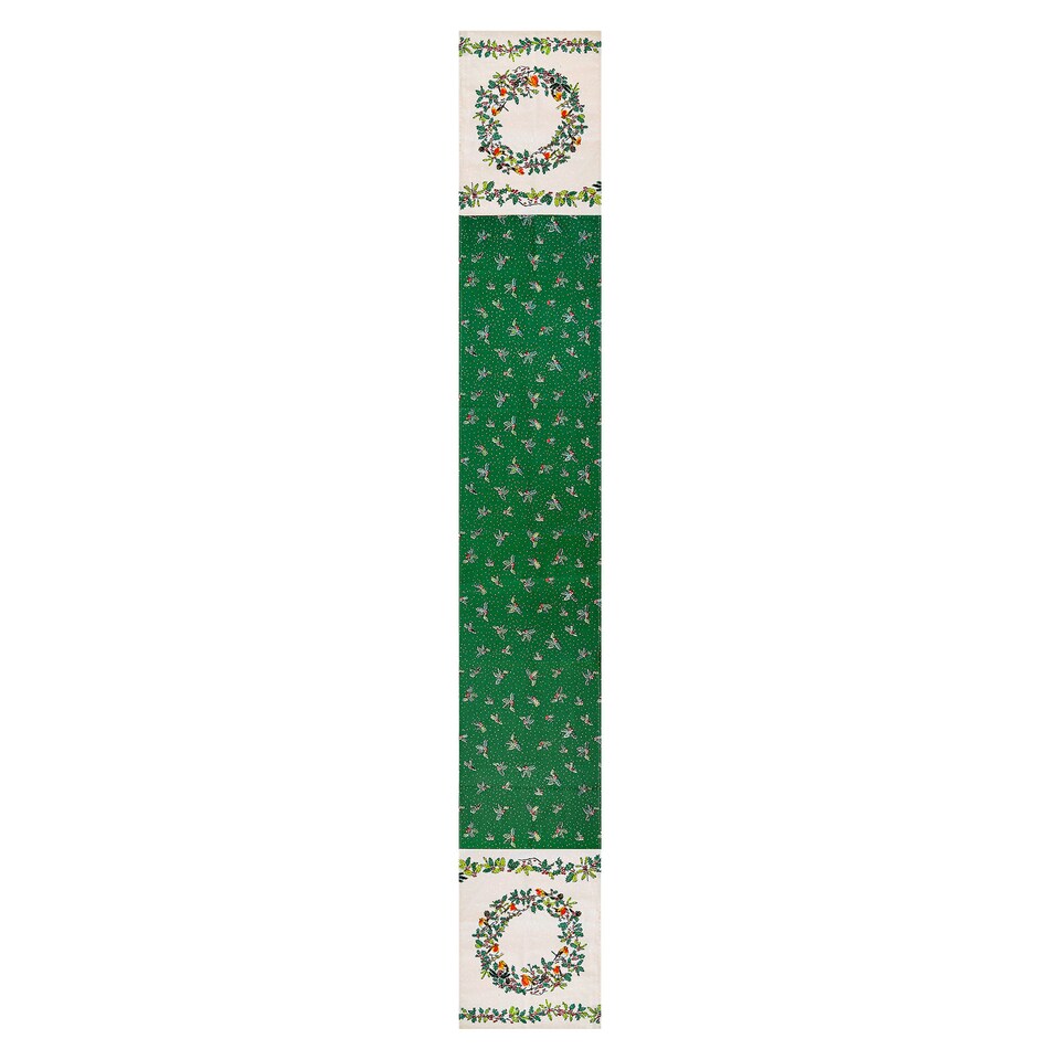 image 1 of Ulster Weavers Christmas Robins Table Runner Green