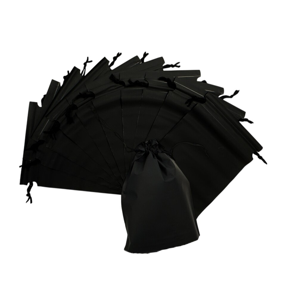 image 1 of Pack of 25 Black Coloured 21x29cm PEVA Frosted Drawstring Bags | Black