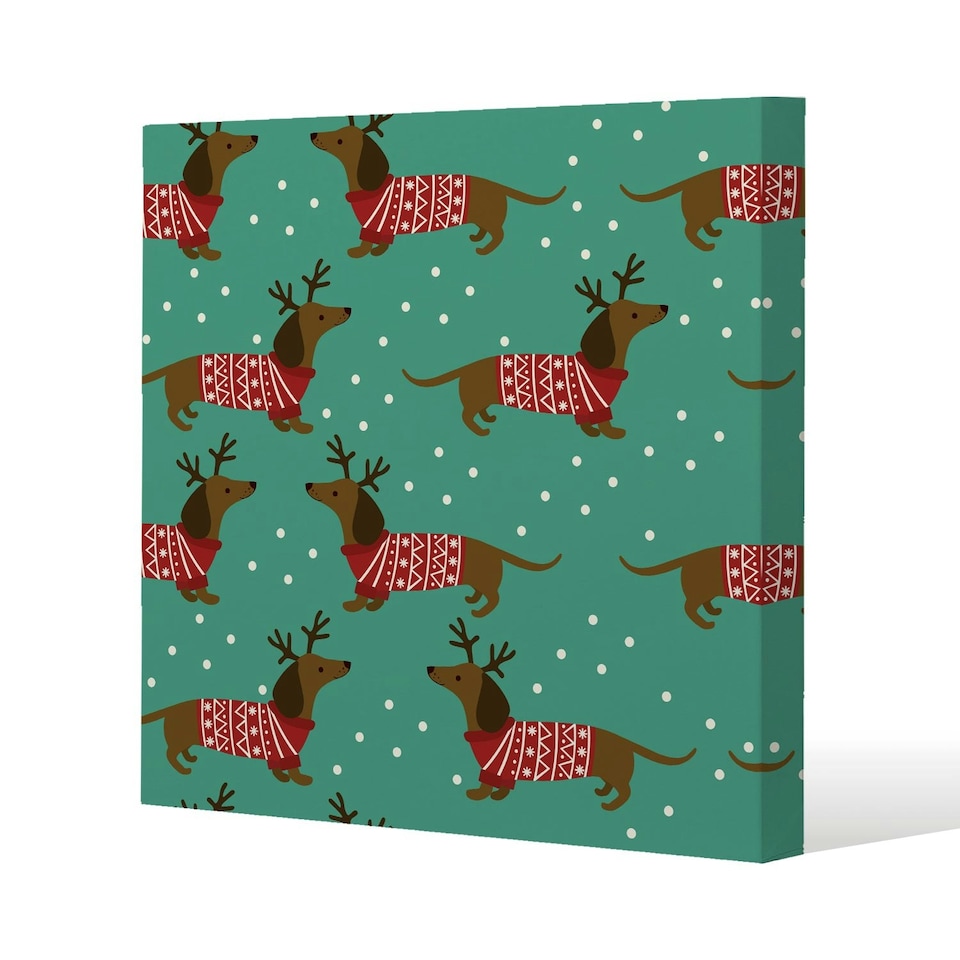 Dutchshunds in christmas (canvas) 120x 120 x 4cm