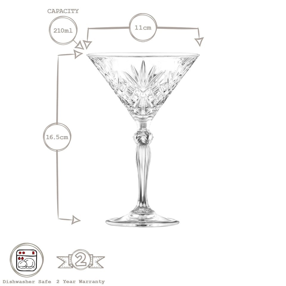 image 1 of RCR Crystal Melodia Martini Glasses - 210ml - Pack of 6