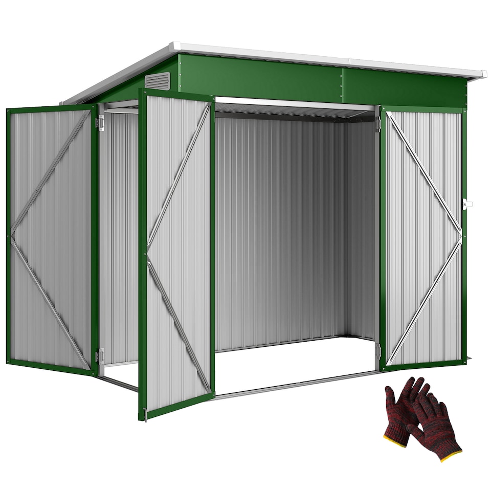image 1 of Outsunny Outdoor Storage Shed, 7.5 x 4.3ft Metal Garden Shed | Green