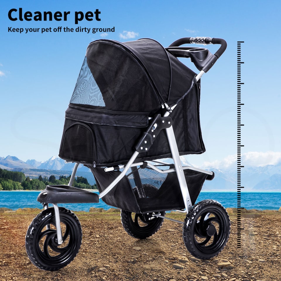 image 1 of Skylos Pet Stroller Pram Dog Carrier Trailer Strollers 3 Wheels Foldable
