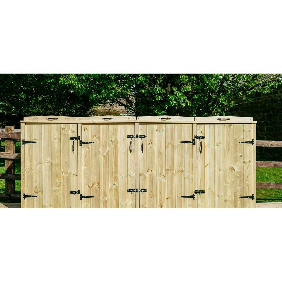 image 1 of Chatburn 2 Wheelie Bin/4 Recycle Box Store - L80.4 x W261.5 x H120 cm - Fits 2x 180L or 2x 240L Wheelie Bins & 4x Recycle Boxes Brown