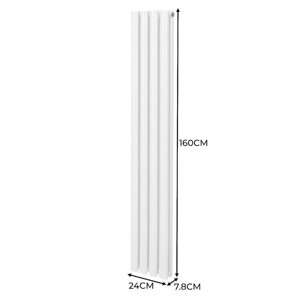 image 1 of Oval Column Radiator & Valves 1600mm x 240mm White