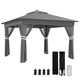 image 1 of Outsunny 3.36 x 3.36m Pop Up Gazebo with Sides, 20 SolarPowered LED Lights, Netting, Roller Bag, 4 Weight Bags, Marquee Party Tent, Height Adjustable Instant Event Shelter, Grey