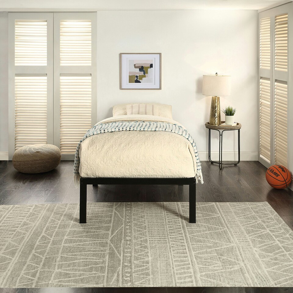 image 1 of Hertford Modern Low Platform Black Metal Bed Frame (Single)