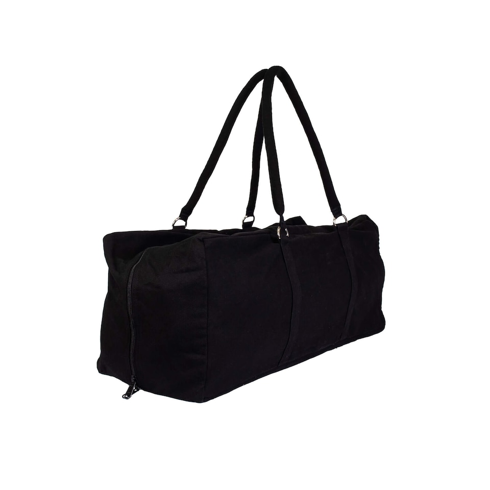 image 1 of Fitness Mad Deluxe Yoga Kit Bag - 62cm Cotton Bag with Showerproof Lining (Black) | Black | Black | 62cm (L) x 22cm (W) x 22cm (H)
