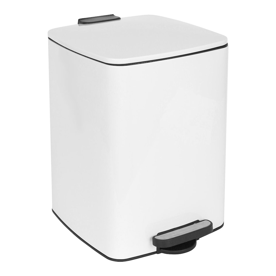 image 1 of Harbour Housewares Square Stainless Steel Kitchen Pedal Bin - 20L | White | White | One Size