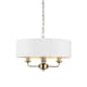 image 1 of Highclere Single Shade Pendant Ceiling Lamp, Antique Brass Plate, Vintage White Fabric