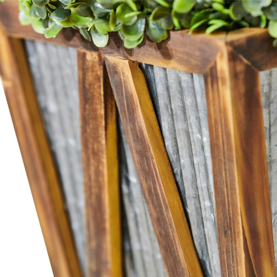image 1 of Teamson Home Indoor Outdoor Garden Solar Light Decor, Pre Lit Artificial Shrub Bush