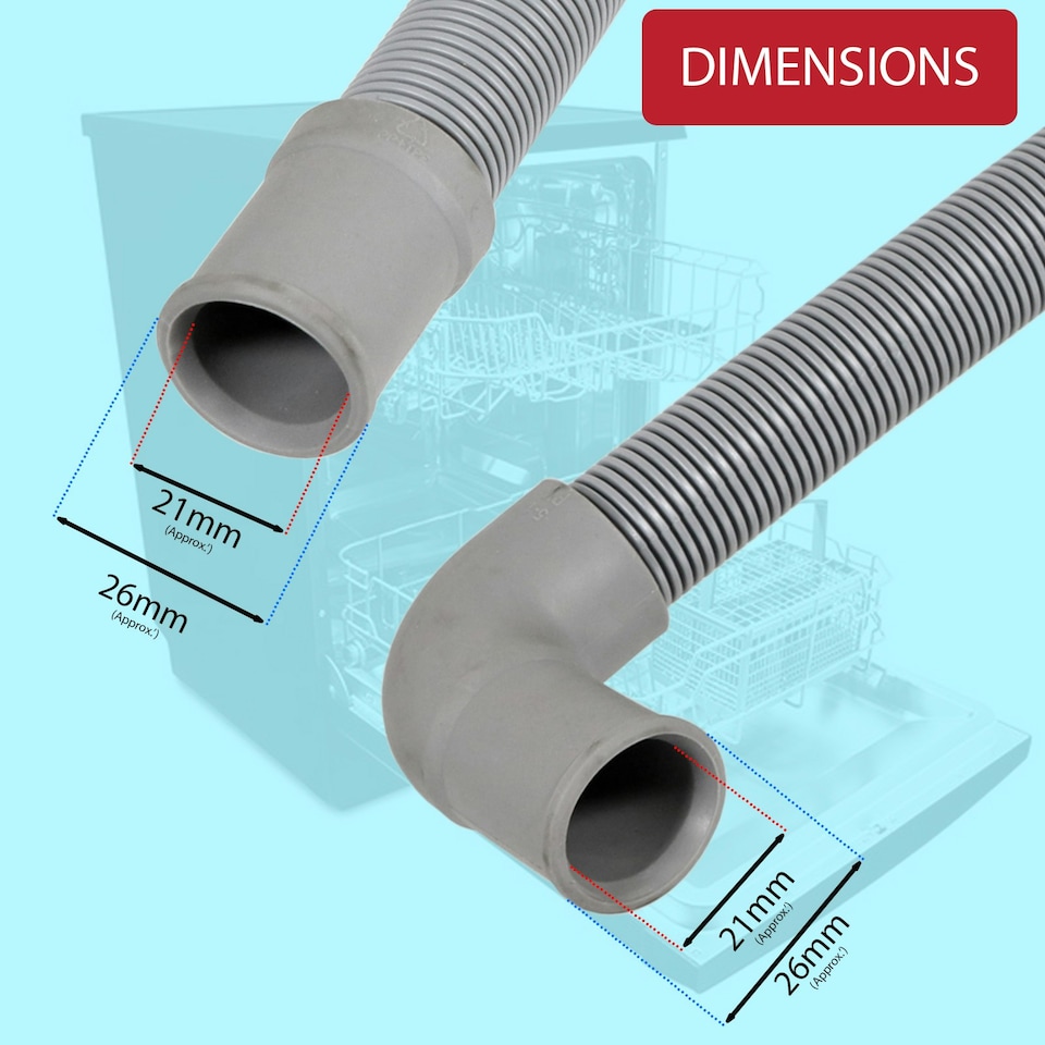 image 1 of SPARES2GO Internal Hose Inner Drain Pipe for Logik LDW60B23 LDW60W23 LID60W23 Dishwasher 21mm Inner