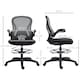 image 3 of Vinsetto Drafting Chair, Ergonomic Tall Office Chair with Flip-up Armrests, Mesh Back, Lumbar Support, Adjustable Height and Foot Ring, Swivel Wheels, for Standing Desk, Dark Grey | Grey