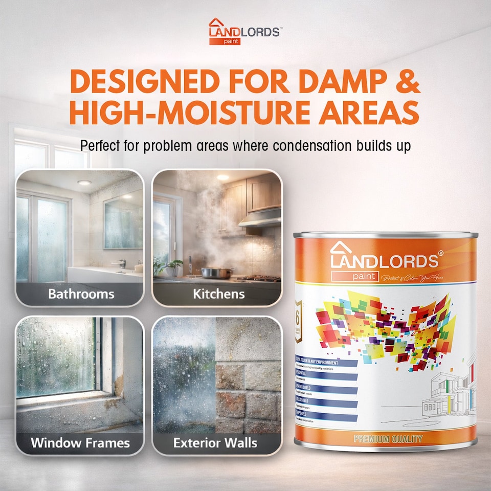 image 1 of Landlords Paint - Anti-Damp Paint - Damp Proof Protection for Interior Walls & Ceilings - Matchstick - 5L
