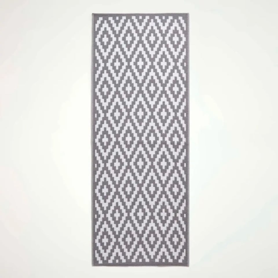 image 1 of Homescapes Outdoor Rug Runner Waterproof Reversible, 75 x 200 cm, Zoe Geometric Design